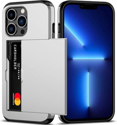 Mobiq pashouder hoesje geschikt voor iPhone 13 Pro | vakje voor pasjes grijs