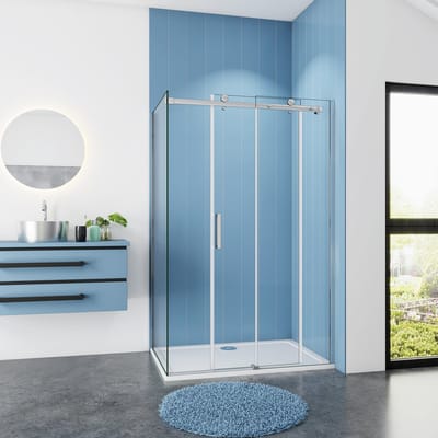 Serie Lotus - Douchecabine Rechthoek - 120x80 Schuifdeur - Chroom Rechts - Antikalk - 8mm Helder Veiligheidsglas