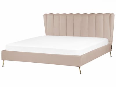 MIRIBEL - Tweepersoonsbed - Taupe - 180x200 - Fluweel