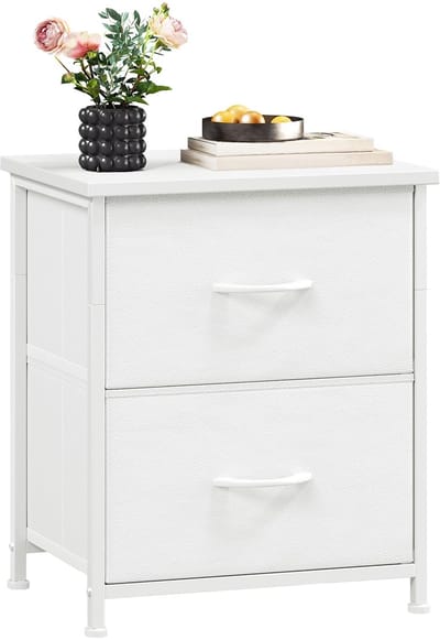 Dailygoods- Nachtkastje met 2 Laden - Bijzettafel - Ladekast voor Slaapkamer - Klein Dressoir - Wit - Veiligheidswaarschuwing bij Kantelen