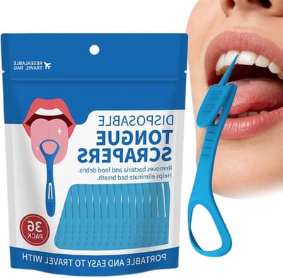 Tongreiniger Set - Tongschraper Mondverzorging - Frisse Adem - Ergonomisch Ontwerp - 19 cm Lengte - Blauw
