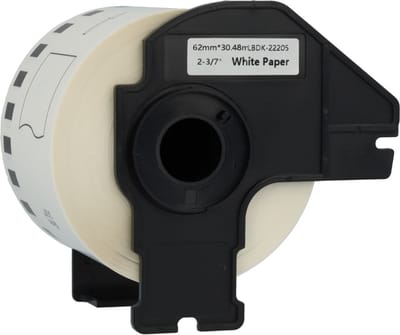 Dappaz - 3 stuks Brother DK-22205 Compatible Labels - 62 mm x 30,48 m - Inclusief Houder - Doorlopende labelrol geschikt voor Brother - Zwart op wit - Papier