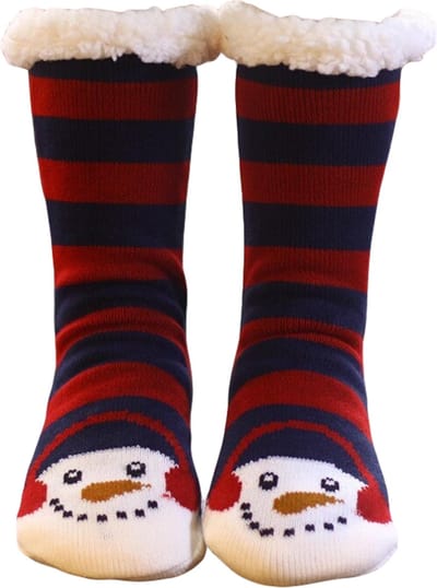 JAXY - Huissokken Dames - Verwarmde Sokken - Anti Slip Sokken - Huissokken - Bedsokken - Warme Sokken - Kerstcadeau Voor Vrouwen - Thermosokken - Dikke Sokken - Fluffy Sokken - Kerstsokken Dames en Heren - Sneeuwpop