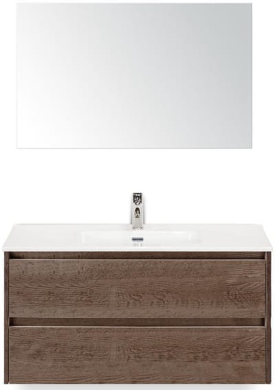 Dante Badmeubelset 100 cm - Tabacco - Keramische Wastafel Wit Cover met Spiegel