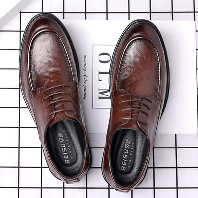 Leren Schoenen Heren Nieuw Handgreep Patroon Zakelijk Casual Heren Koreaanse Versie Werk Bruidegom Bruiloft Leren Schoenen 45