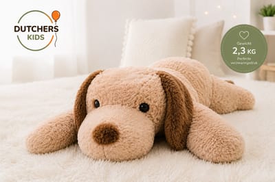 Dutchers® 2,3kg Verzwaringsknuffel Hond – 70x65cm - Verzwaarde Knuffel - Zware Knuffel - Weighted stuffed animal – Grote Pluche Knuffel – Comfort, Rust & Geborgenheid – Cadeau voor Kinderen & Volwassenen