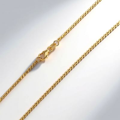 Cavill - Vergulde 925 Sterling Zilveren Ketting - 45 cm - Middeldik en Draaibaar - Karabijnhaak - Tijdloos Sieraad Dames - Warme Gouden Glans