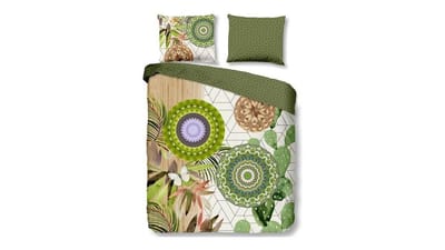 HIP Bodhini - Flanel - Dekbedovertrek - Eenpersoons - 140x200/220 cm - Groen