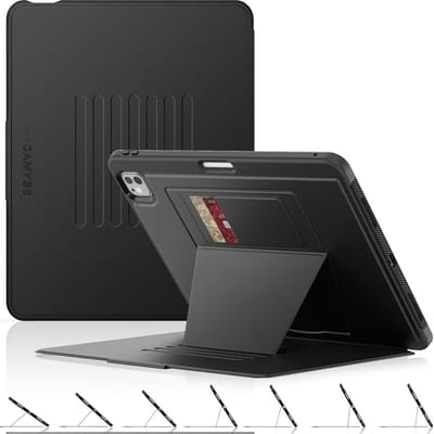 Robuuste iPad Pro 13 inch 2024 Hoes met Auto Sleep/Wake, Meerdere Hoekinstellingen, Potloodhouder en Kaartsleuf, Zwart