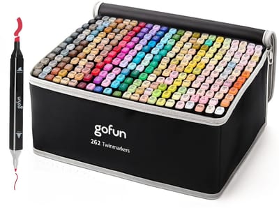 Gofun Twinmarkers – 262 Stuks – Alcoholmarkers – Dubbele Punt (Fijn & Breed) – Voor Kinderen & Volwassenen – Kleurcodering & Draagtas