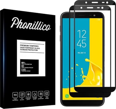 Screenprotector voor Samsung Galaxy J6 2018 - 2 stuks Beschermglas van glas Transparante glazen schermbeschermfolie met zwarte randen
