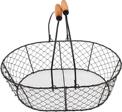 Opslagmand - Houtskoolmand - Haardhout Opslag - Robuuste Constructie - 35.5 cm - Zwart