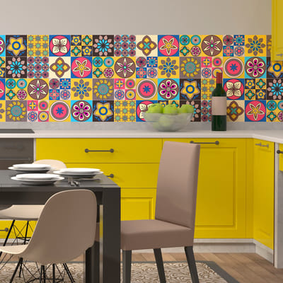 Zelfklevende tegelmuurstickers voor keuken en badkamer - 16 moderne Azulejo tegelstickers - 16 stickers 10x10cm