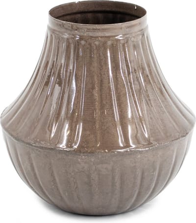 HomeBound by KY | Vaas metaal brown marble | 7x14x14cm | bloemenvaas bruin