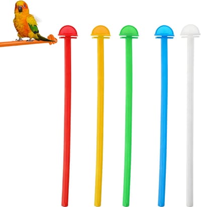 5 Stuks Vogel Stokken– Kleurrijke Kunststof Zitstang – vogelstokjes voor parkiet Kanaries Papegaaien en Kleine Vogels – Duurzame Vogelstok - Vogelkooi Accessoires