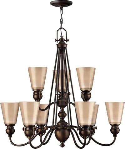 Bohemian Kroonluchter - Steady Lighting - Metaal - Bohemian - E27 - L: 81.3cm - Voor Binnen - Woonkamer - Eetkamer - Brons