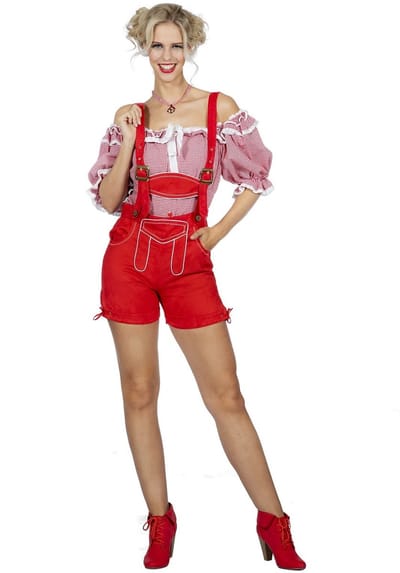 Tirolerhose de luxe rood - Maat 34