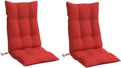 Set van 2 Rode Tuinstoelkussens met Hoge Rugleuning - Waterafstotend Oxford Stof Zitkussen