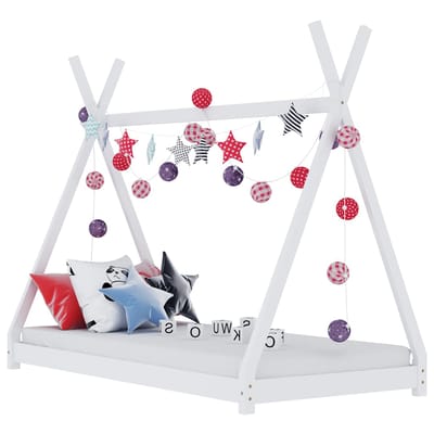 vidaXL - Kinderbedframe - massief - grenenhout - wit - 90x200 - cm