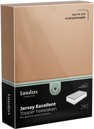 Linolux Hoeslaken Topper Jersey Excellent Caramel 180x200 t/m 200x220