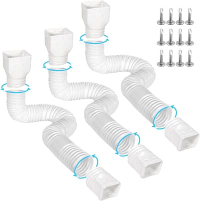 Flexibele goot downspout uitbreidingen 3 stuks - Uitschuifbaar van 21" tot 67" met adapters - Verlenging voor regenwaterafvoer