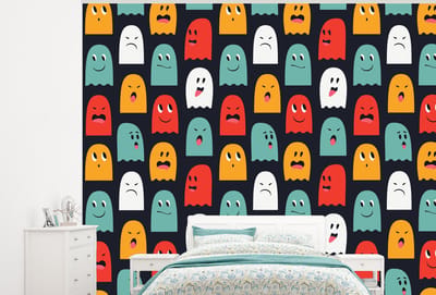 Behang - Fotobehang Patroon - Pacman - Games - Spook - Jongens - Kinderen - Kids - Breedte 300 cm x hoogte 240 cm