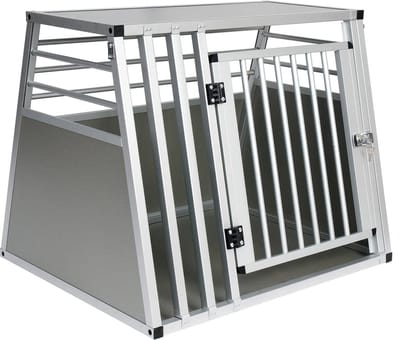 BukkitBow - Aluminium/MDF Hondentransportbox - Trapeziumvormig Ontwerp - met Volledige Ventilatie - Zilver of Zwart - 65x65x80cm - Zilver