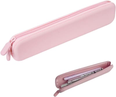 Siliconen Etui - Pennendoosje Opbergzakje - Bureau Organisatie - Zacht en Flexibel - 22.5 cm Lengte - Roze