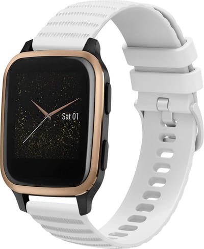 Siliconen bandje - geschikt voor Amazfit GTS / GTS 2(E) / GTS 2 Mini / GTS 3 / 4 (Mini) / Bip (S) / Bip U (Pro) / Bip Lite / Bip 3 (Pro) / GTR 42 mm / Pop (Pro) / Active (2) - wit