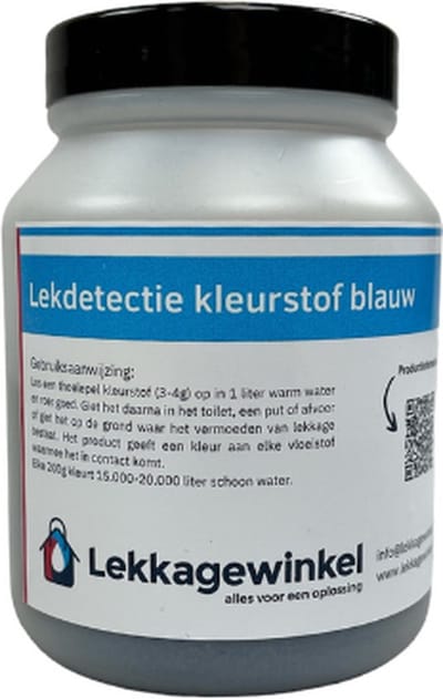 Lekdetectie kleurstof blauw 200 gram - riool - traceer - lekkage - waterlekkage