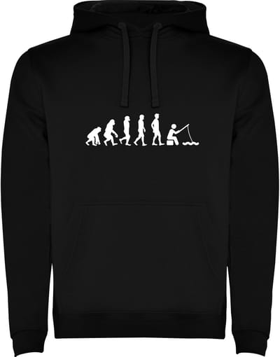 Hoodie Zwart Evolutie Vissen - Sport - Humor Maat M
