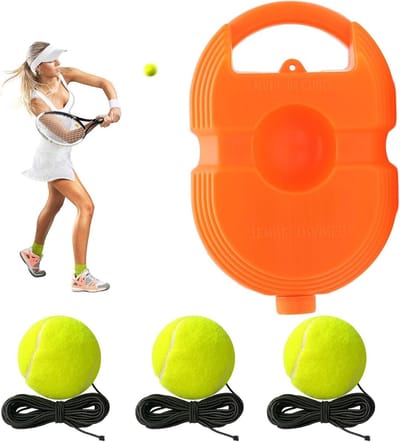 Tennistrainer Bal - Solo Trainingshulp - Tennis Oefenen - Draagbaar PE Materiaal - 24x16 cm Basis - Oranje