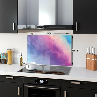 Multicolor Tempered Glas Spatbescherming Voor Achter de Kookplaat 49,5cm x 76cm