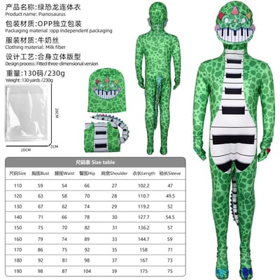 Costume d'Halloween Horrible pour Enfants Pianosaurus Yarnaby Doey Combinaison Cosplay Nightmare Critters Anime Cadeau de Noël pour Garçons filles 150cm