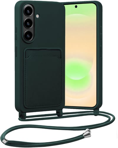 Hoesje Geschikt voor Samsung A37 Hoes Met Telefoonketting - Backcover Geschikt voor Samsung Galaxy A37 Case Met Koord - Donkergroen