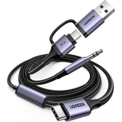 Adapter audio met laadfunctie 2-in-1 USB-C - USB-A/C minijack - zwart