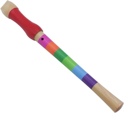 Houten Fluit - Muziekinstrument Kinderen - Vroege Muzikale Educatie - Veilig Glad Ontwerp - 35 cm - Veelkleurig
