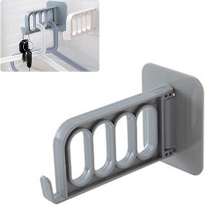 4 Gaten Kledinghanger Opberghaak Opvouwbare Zelfklevende Hangerhaak gray