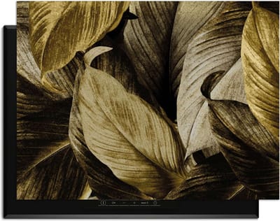 KitchenArt - Golden Leaves – Inductie Beschermer - 81.2x52.7 cm - Kookplaat Beschermer - Luxe Afdekplaat Inductieplaat - Anti-slip & Oprolbaar - Beschermmat Inductiekookplaat