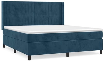 vidaXL - Boxspring - met - matras - fluweel - donkerblauw - 160x200 - cm
