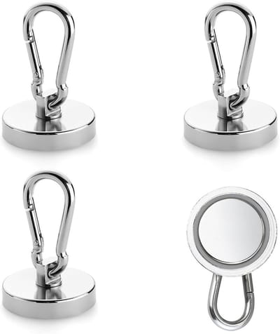 Krachtige Neodymium Magnetische Haakjes 32 mm - 360° Draaiende Haak met 36 kg Trekvermogen voor Keukens en Koelkasten - Set van 4