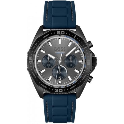 Hugo Boss 1513972 Energy Blue Siliconen Chrono Herenhorloge 44mm blauw