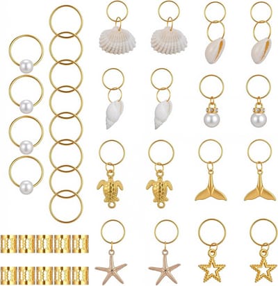 Dailygoods - Tyqour 40 stuks gouden haaraccessoires haarringen dreadlocks, festival gouden piraat haaraccessoires vlechten, loc sieraden voor haarkralen om vast te klemmen, verstelbaar haaraccessoire voor dames en