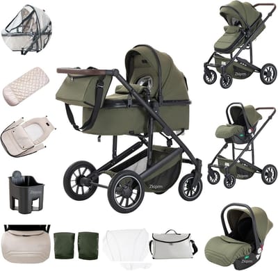 Compacte 3-in-1 Kinderwagen met Autostoel en Veerabsorptie