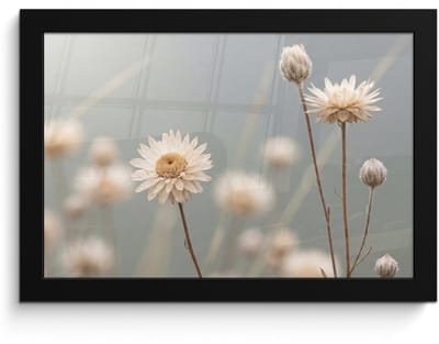 Poster in lijst - Fotolijst 30x20 cm - Posters - Strobloemen - Wit - Daglicht - Posterlijst zwart - Decoratie - Wanddecoratie woonkamer - Muurdecoratie slaapkamer