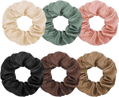 Grote Satijnen Haar Scrunchies voor Vrouwen en Meisjes, Zachte en Elastische Haarbanden, 6 Stuks voor Ponytails en Haaraccessoires