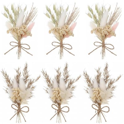 Dailygoods - 6 Stuks Mini-Droogbloemen Boeketten - Decoratieve Bloemen voor Bruiloft en Thuis