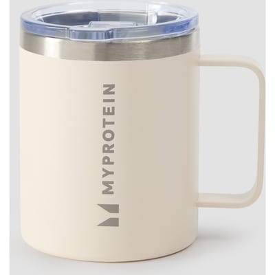 Myprotein koffiebeker van gerecycled metaal 350 ml - Roomwit