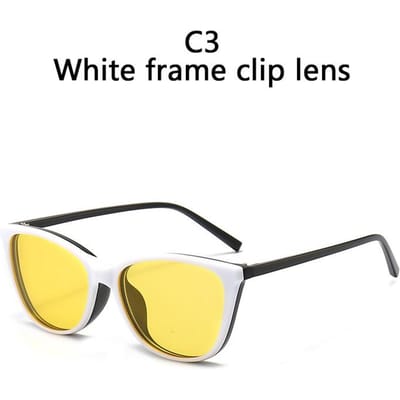 1/6 En 1 Clip Magnétique Lunettes de Soleil Monture Lunettes de Vue TR90 pour Hommes Femmes Verres Vision Nocturne Yeux de Chat SHOW AS PICTURE