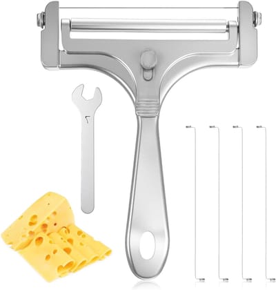 Verstelbare RVS Kaassnijder en Kaas Cutter met 4 Extra Draadjes en Sleutel, Perfect voor Kaas en Boter Snijden, Ideaal Keukengereedschap voor Thuisgebruik